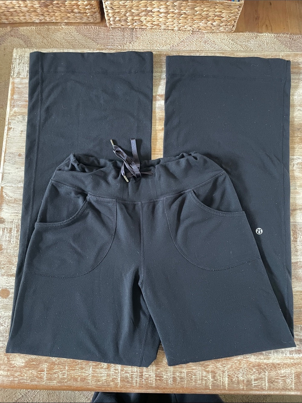 lululemon athletica  Black Drawstring Pocket straight/wide leg pant
